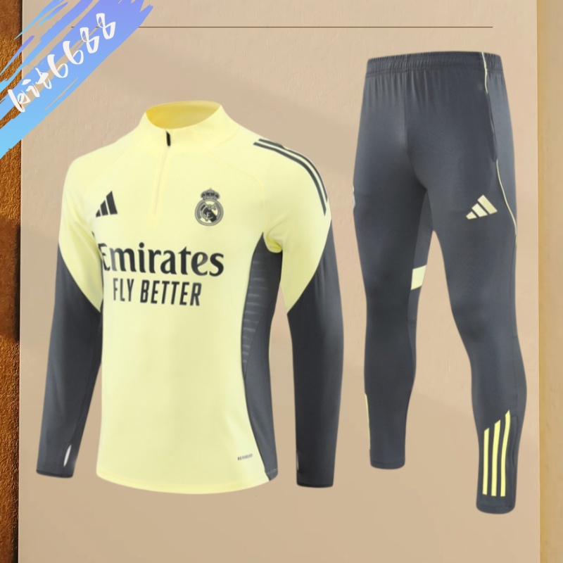 25/26 Real Madrid yellow Half Zip Training Kit (Adult Kids Kit)