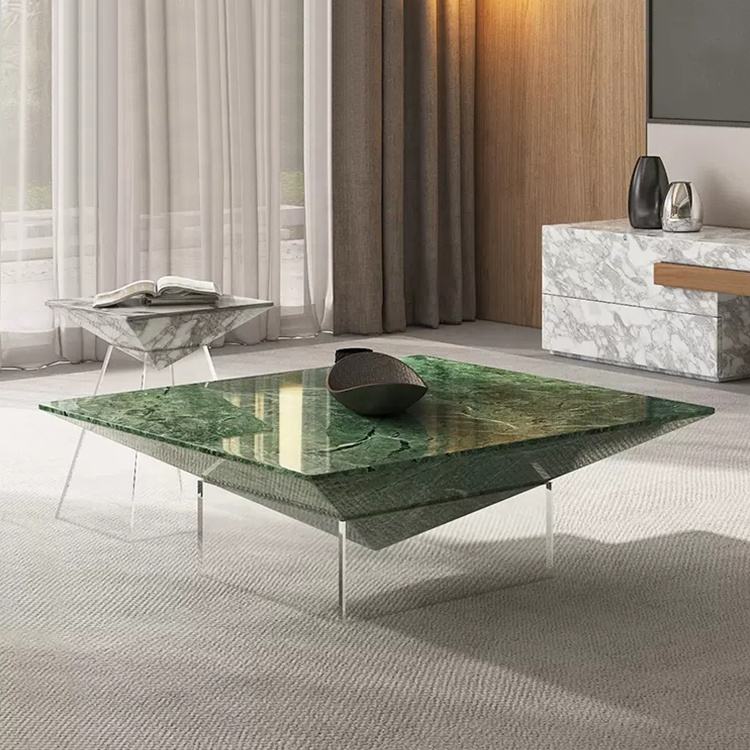 Mesa de centro de mármol de lujo, muebles de sala de estar, diseño de mesa central único