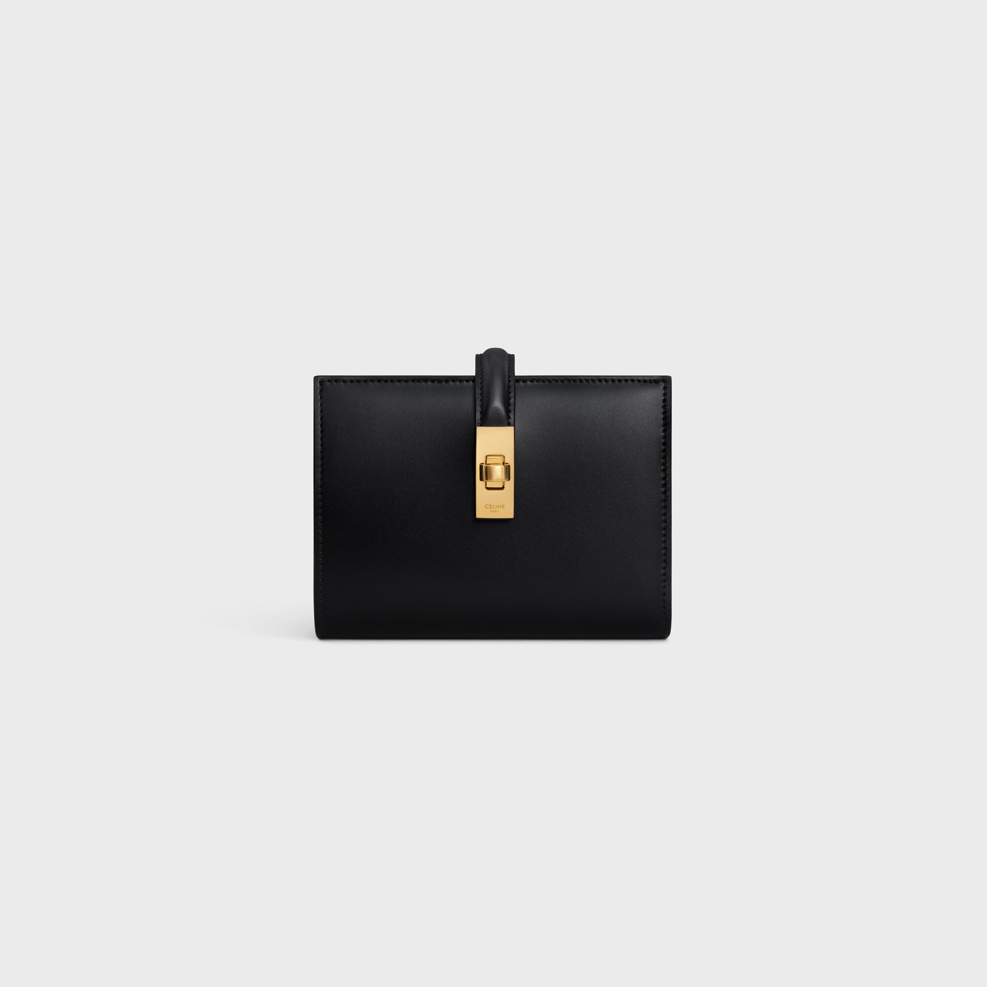 WALLET WITH COIN PURSE 16 IN SATINATED CALFSKIN BLACK