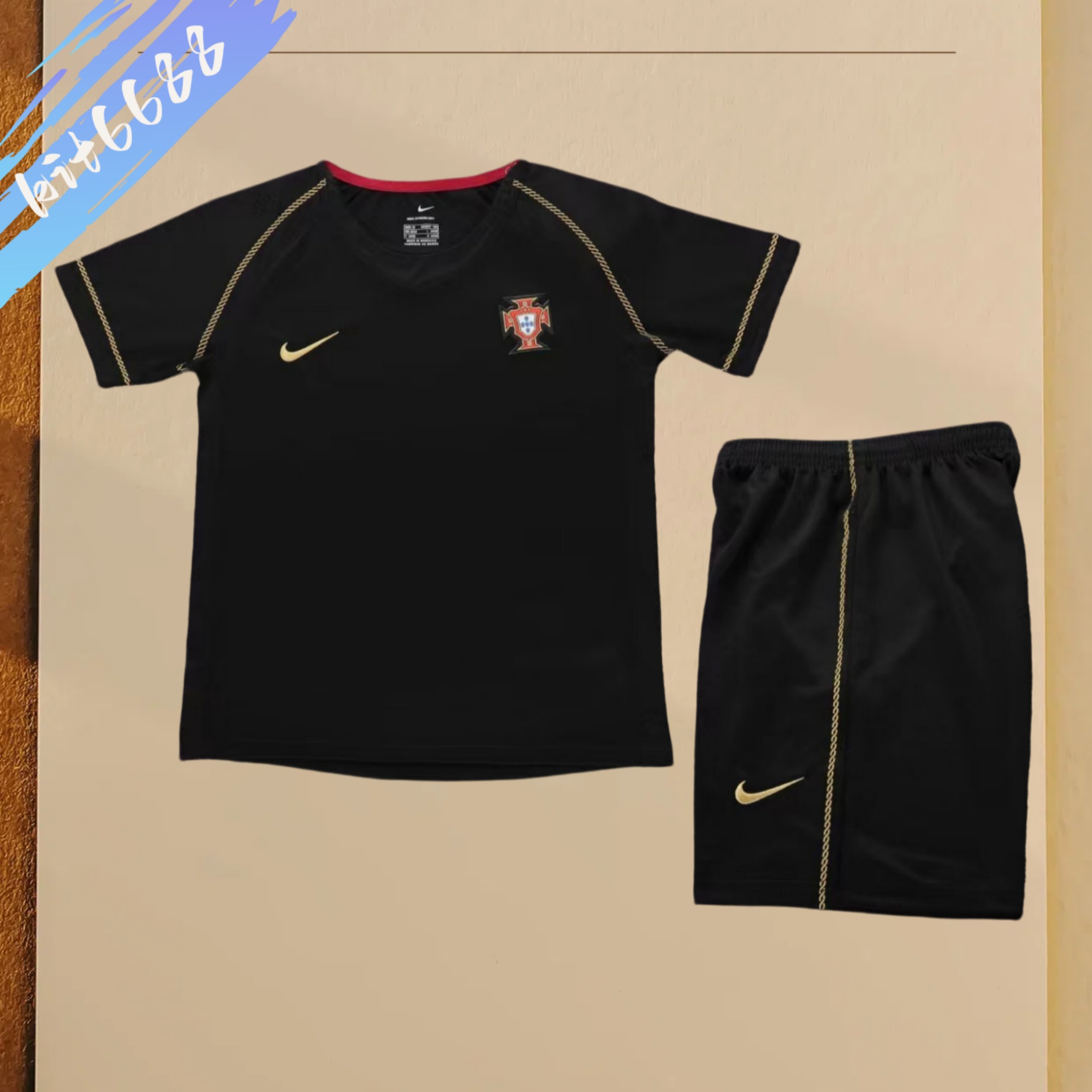 2006 Portugal Away Retro Football Shirt  Kids Kit
