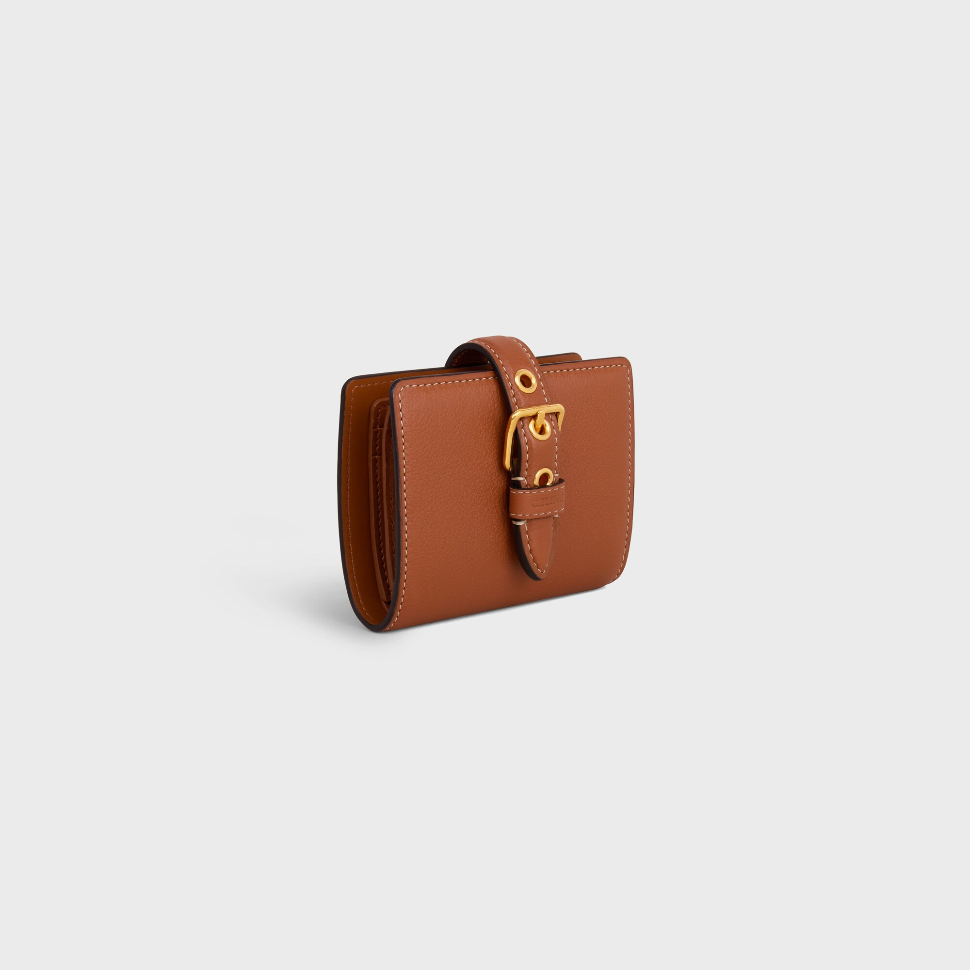 SMALL WALLET CELINE CONTI IN SUPPLE GRAINED CALFSKIN TAN