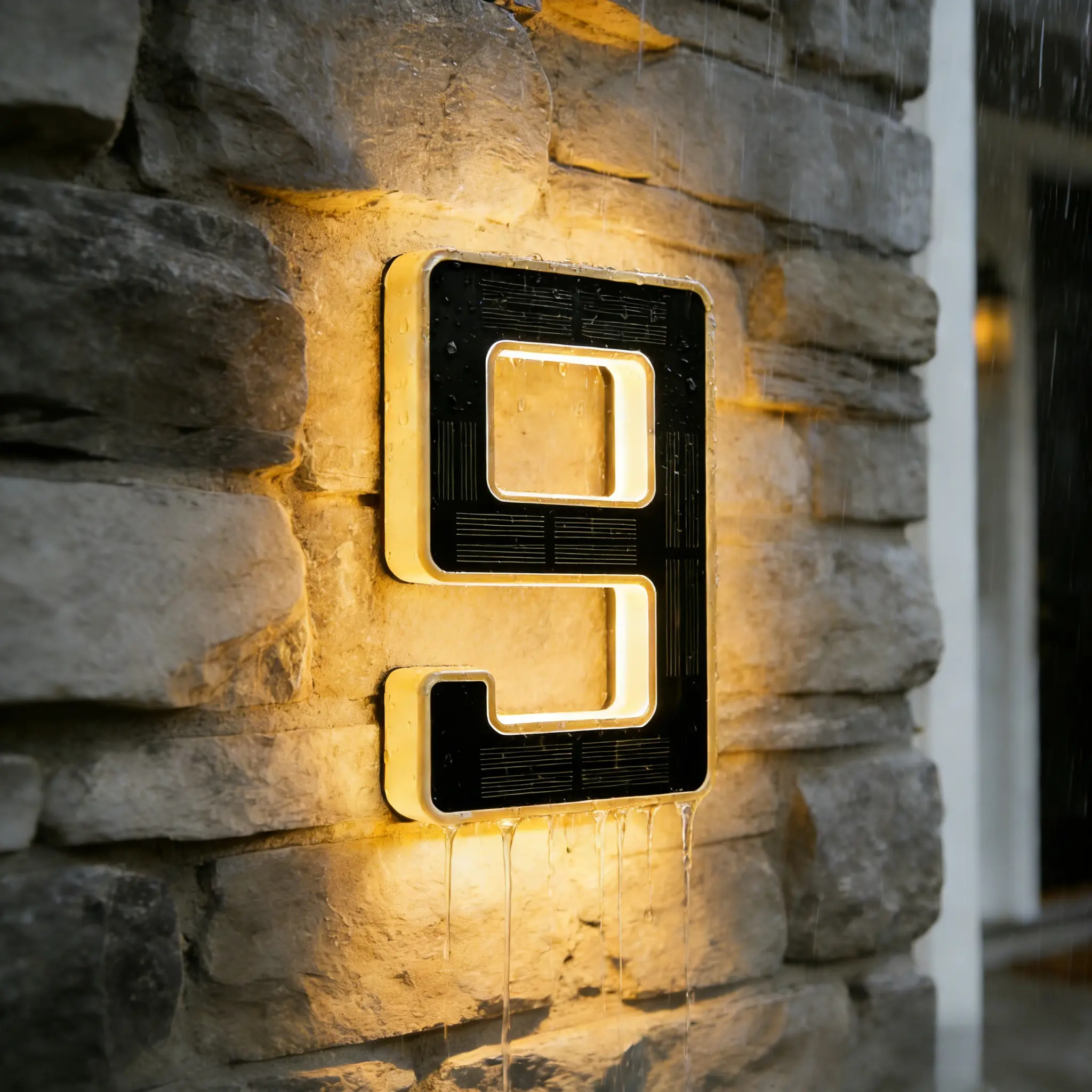 9 Inch Solar Lighted House Numbers for Outside, Light Up Waterproof LED Address Numbers Signs for Houses, Large Personalized Illuminated Exterior Modern House Numbers Light