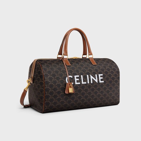 Medium Travel Bag IN Triomphe Canvas with Celine Print TAN