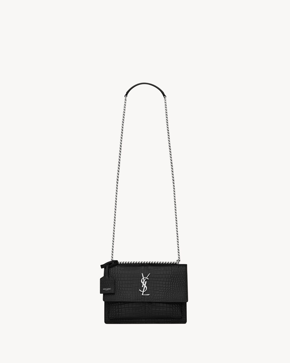 sunset medium in crocodile-embossed leather NOIR