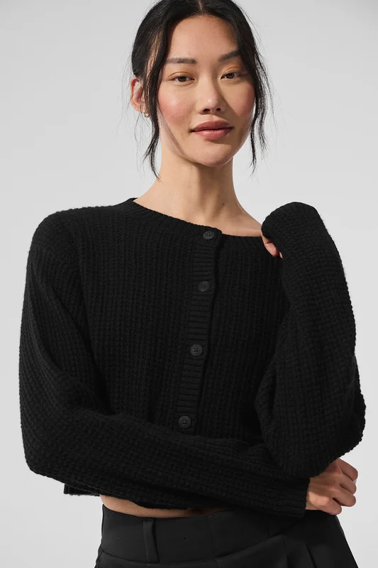 Cashmere Plush Waffle Cardigan