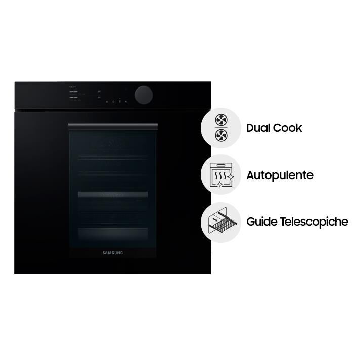 SAMSUNG - Forno incasso elettrico NV75T8549RK/ET Classe A+-Onyx black designe