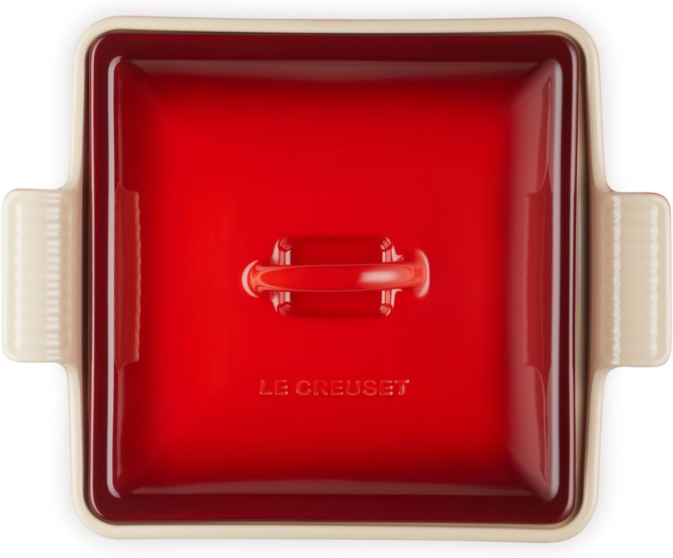 Le Creuset Stoneware Heritage Shallow Square Casserole. 2qt. (9). Cerise