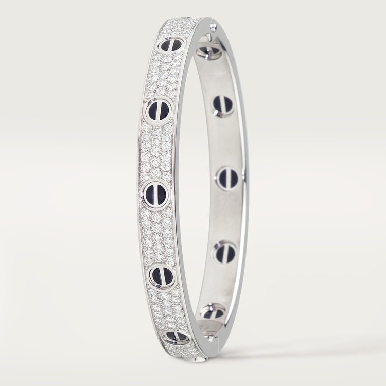 LOVE bracelet, classic model, paved, ceramic 18K white gold 6.7 mm