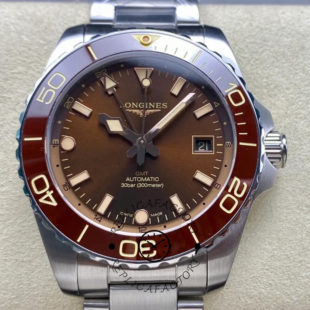 Longines 1:1 Clone HydroConquest GMT 41 Automatic L3.790.4.66.6 Brown Dial