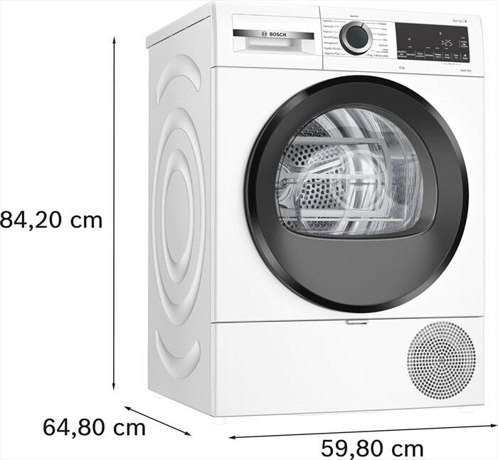 BOSCH - Asciugatrice Serie 6 WQG243D9IT 9Kg Classe C-Bianco