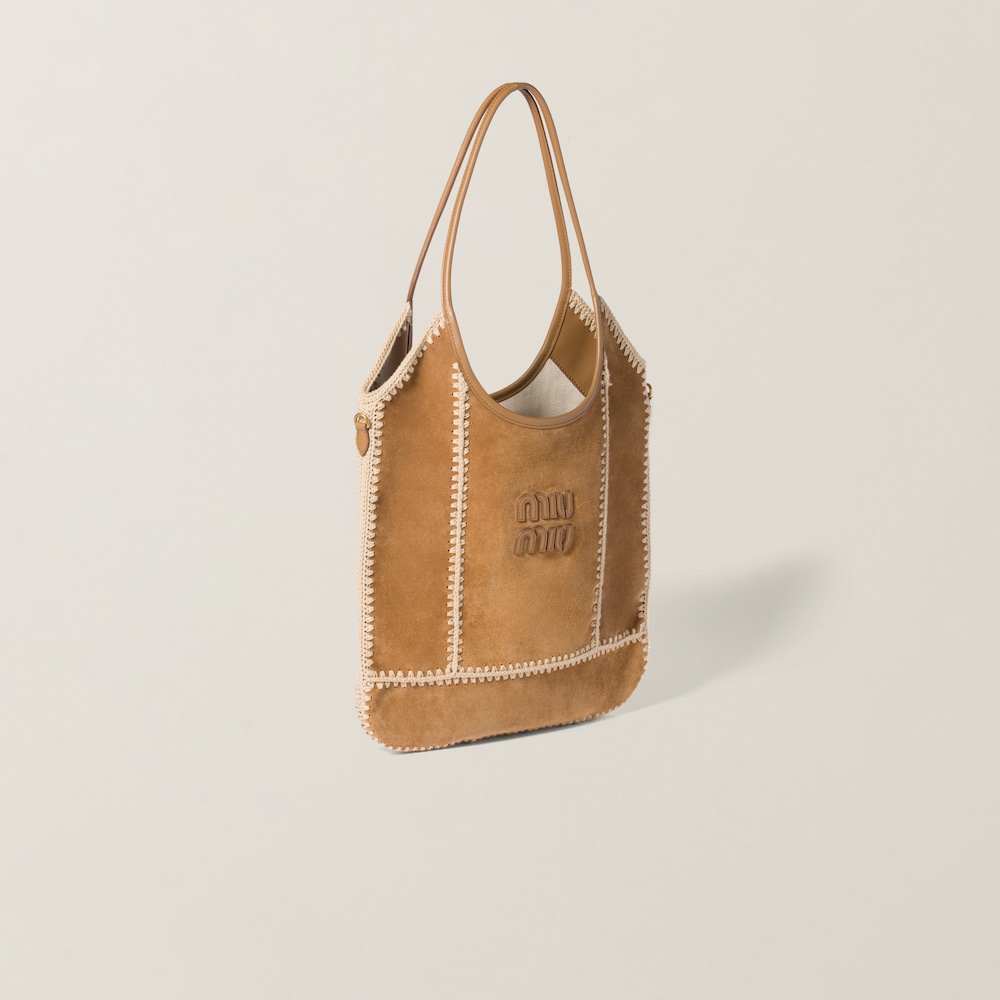 IVY suede and crochet bag Cinnamon