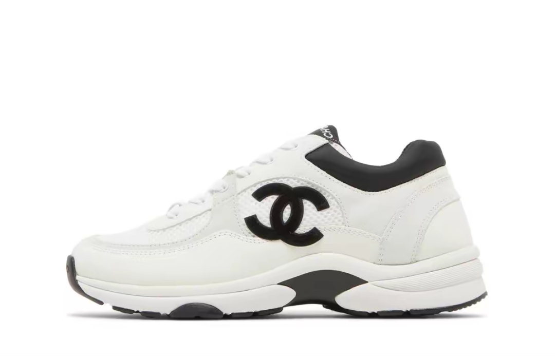 Chanel Low Top Trainer Suede White Black
