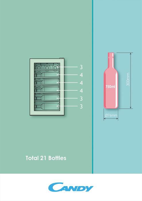 CANDY - Cantinetta CWC 021 ELSP/NF Classe G 21 bottiglie-Nero