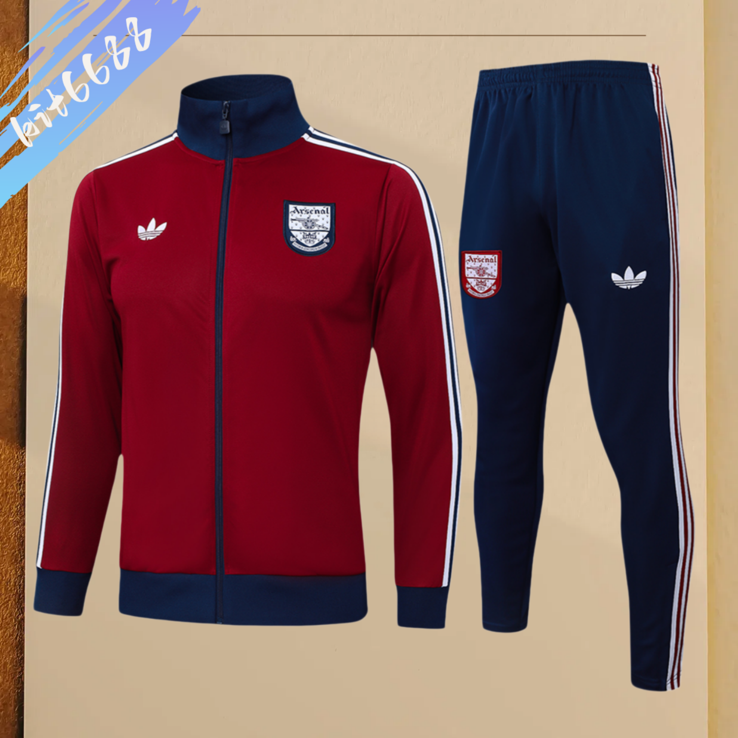 2025/2026 Arsenal Burgundy Adult Full Zip Training Suit (Adult Kit)
