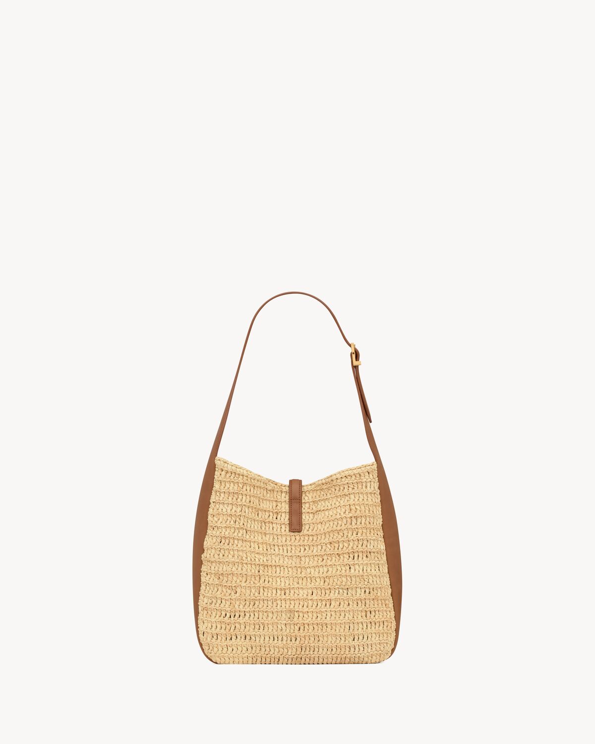 le 5 à 7 supple small in raffia and leather PALE BROWN AND BRICK