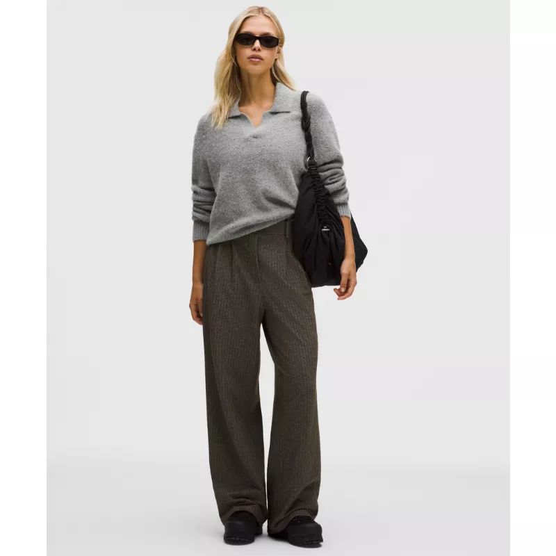 Daydrift High-Rise Wide-Leg Trouser Short Herringbone