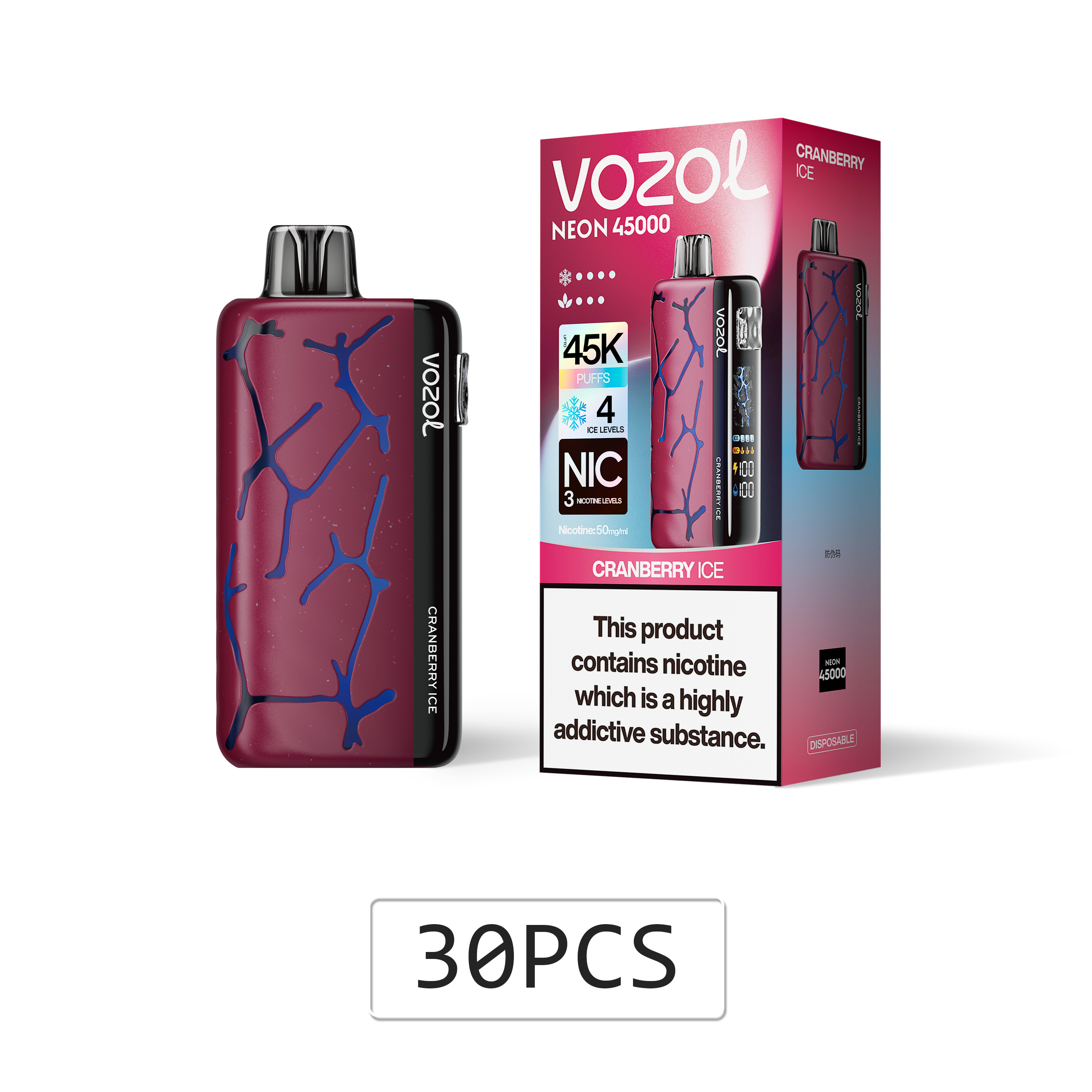 Vozol Neon 45000 Puffs Prefilled Disposable Vape – (10 piece)