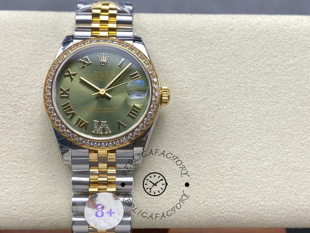 Rolex Datejust 31mm Stainless Steel and Yellow Gold 278383RBR 0016 Green VI Roman Jubilee