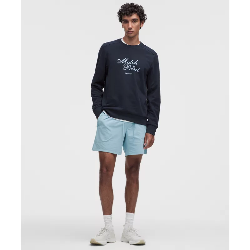 French Terry Classic-Fit Crewneck Tennis Graphic
