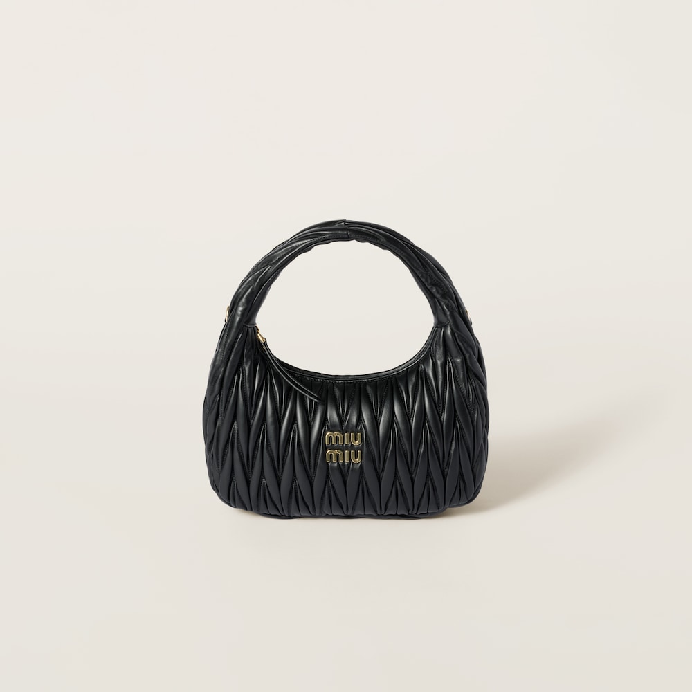 Wander matelassé nappa leather hobo bag Black