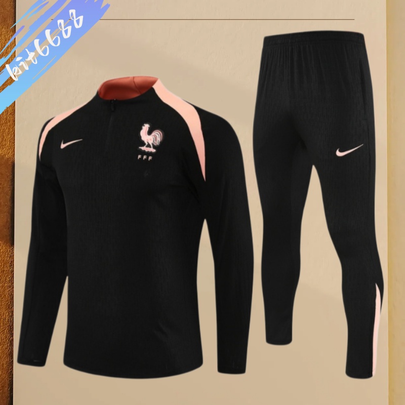 25/26 France black Half-Zip Training Kits (Adult Kids kit)