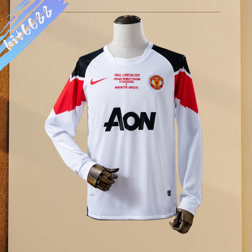 10/11Manchester United Away  long sleeved retro football jersey
