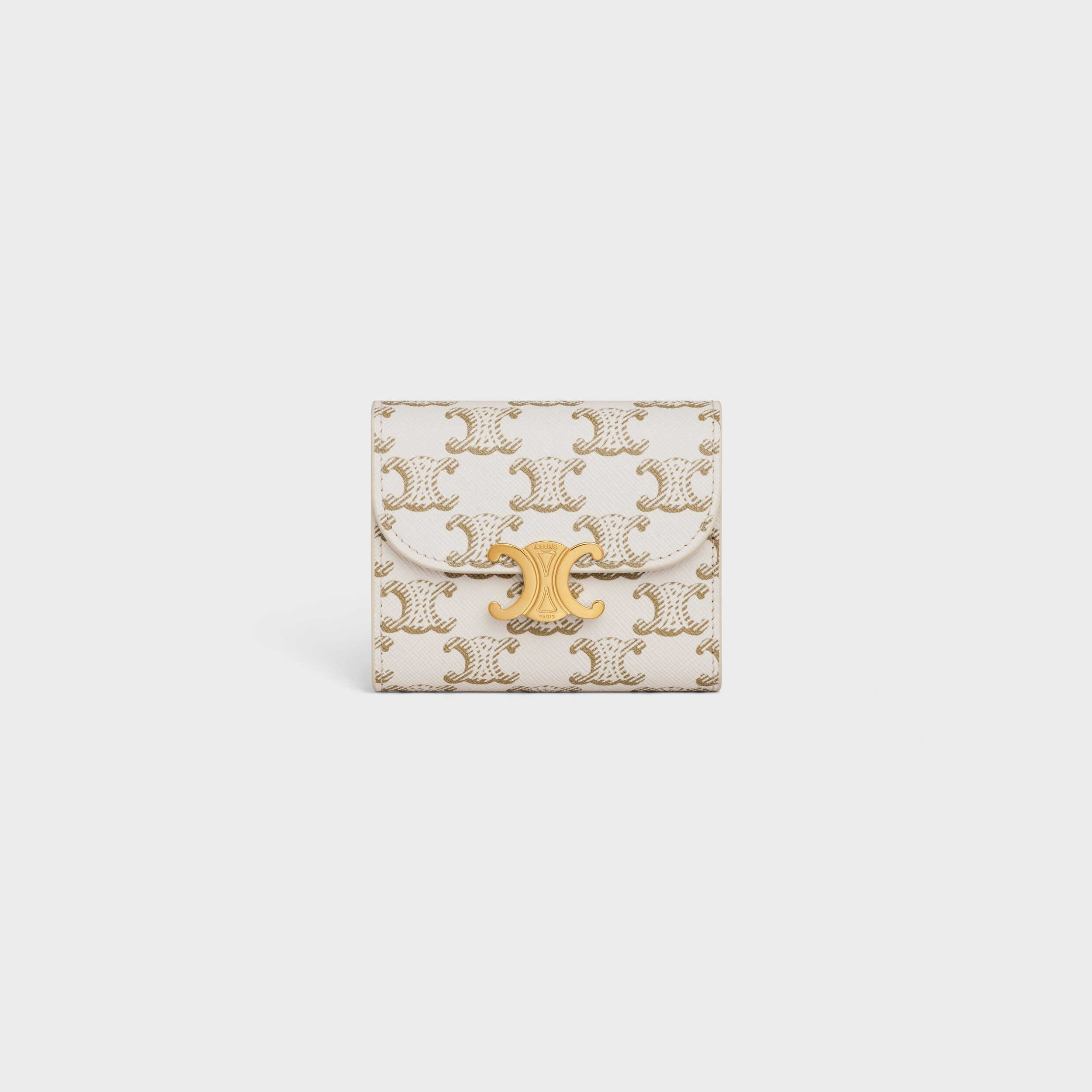 Small Flap Wallet TRIOMPHE in Triomphe Canvas WHITE/TAN