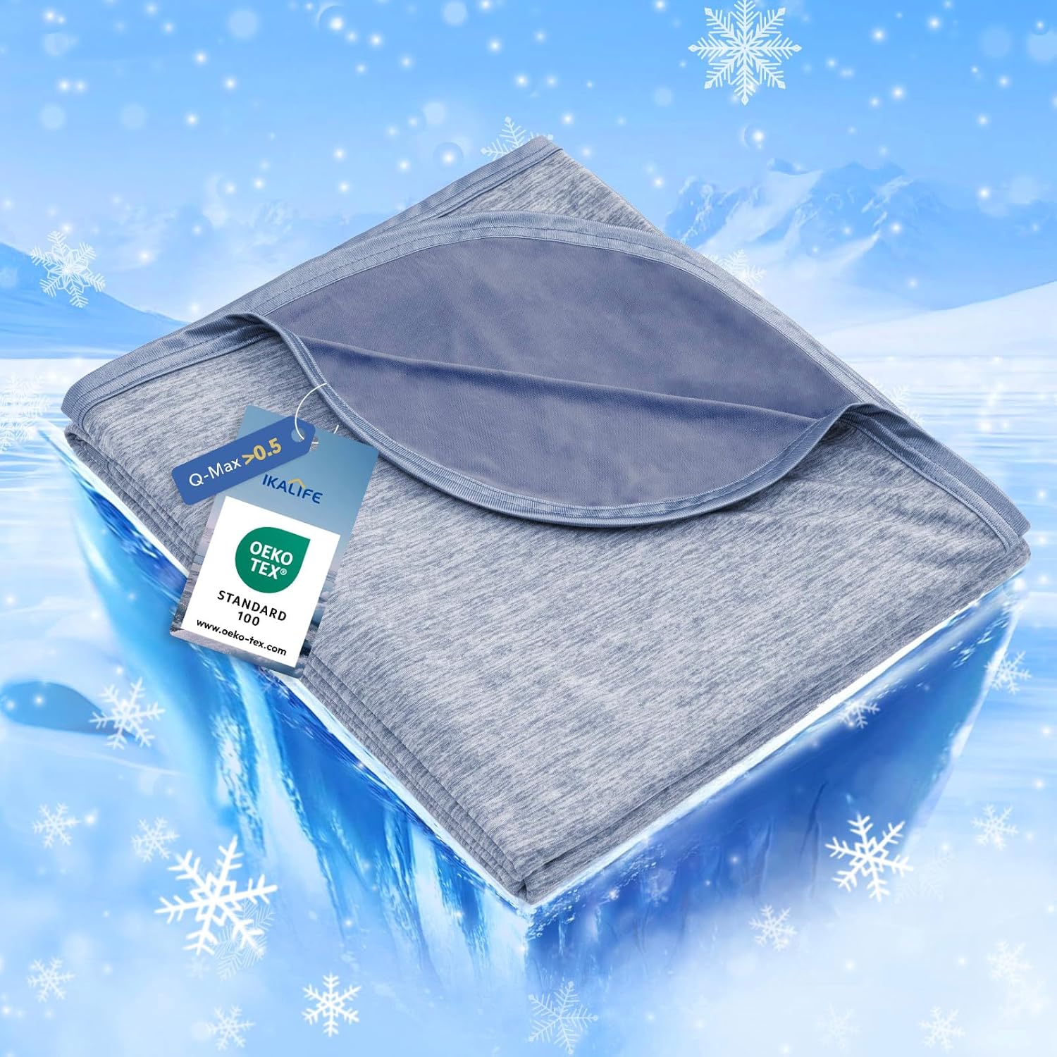 IKALIFE Manta Refrescante para Personas - Manta Fria Verano para Sofa Cama Q-MAX>0.5 Cooling Blanket Enfriamiento Mantas Fresca Verano Sabana Refrescante Refrigerante Gris 130x180 cm
