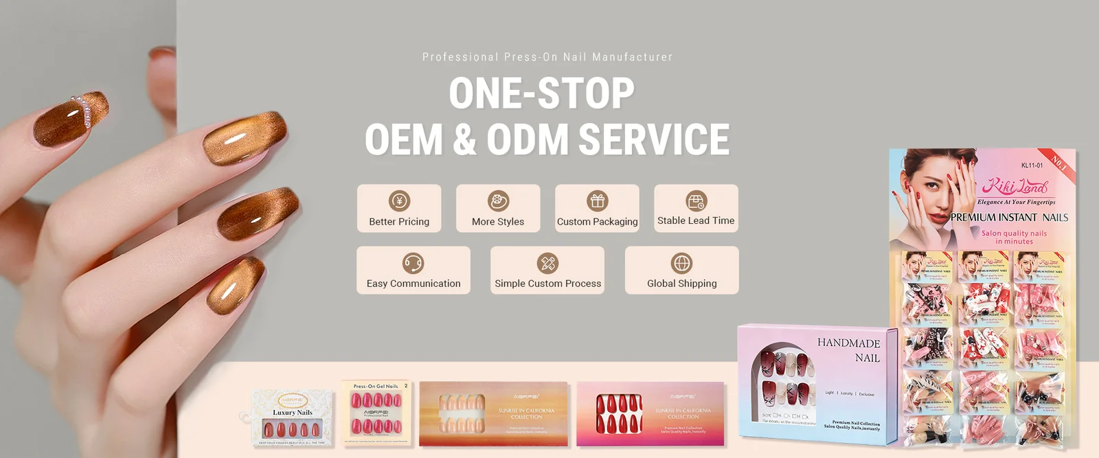 AIERFEI Press On Nails OEM and ODM Service with Custom Packaging