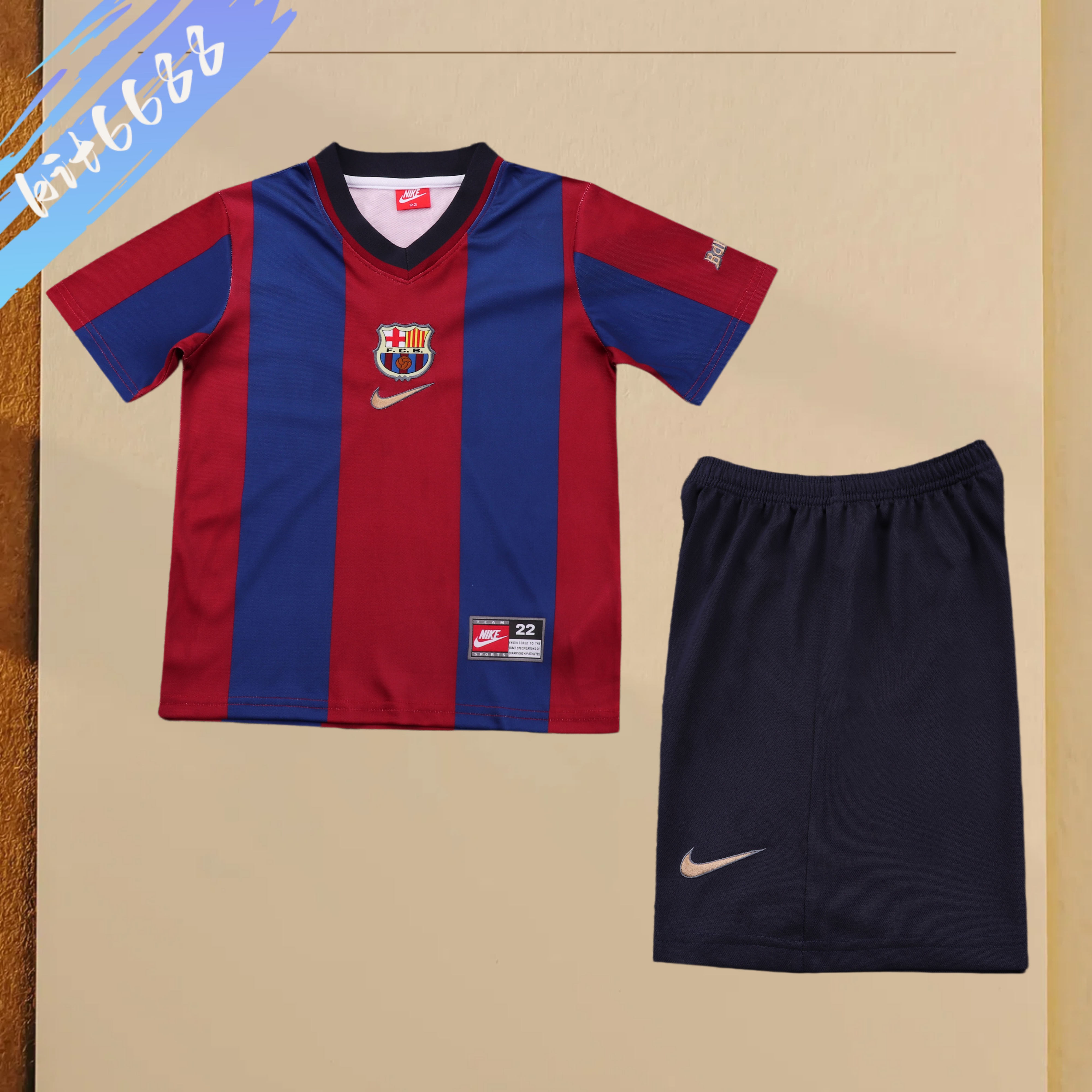 1998/1999 Barcelona home Retro Football Shirt (Kids Kit)