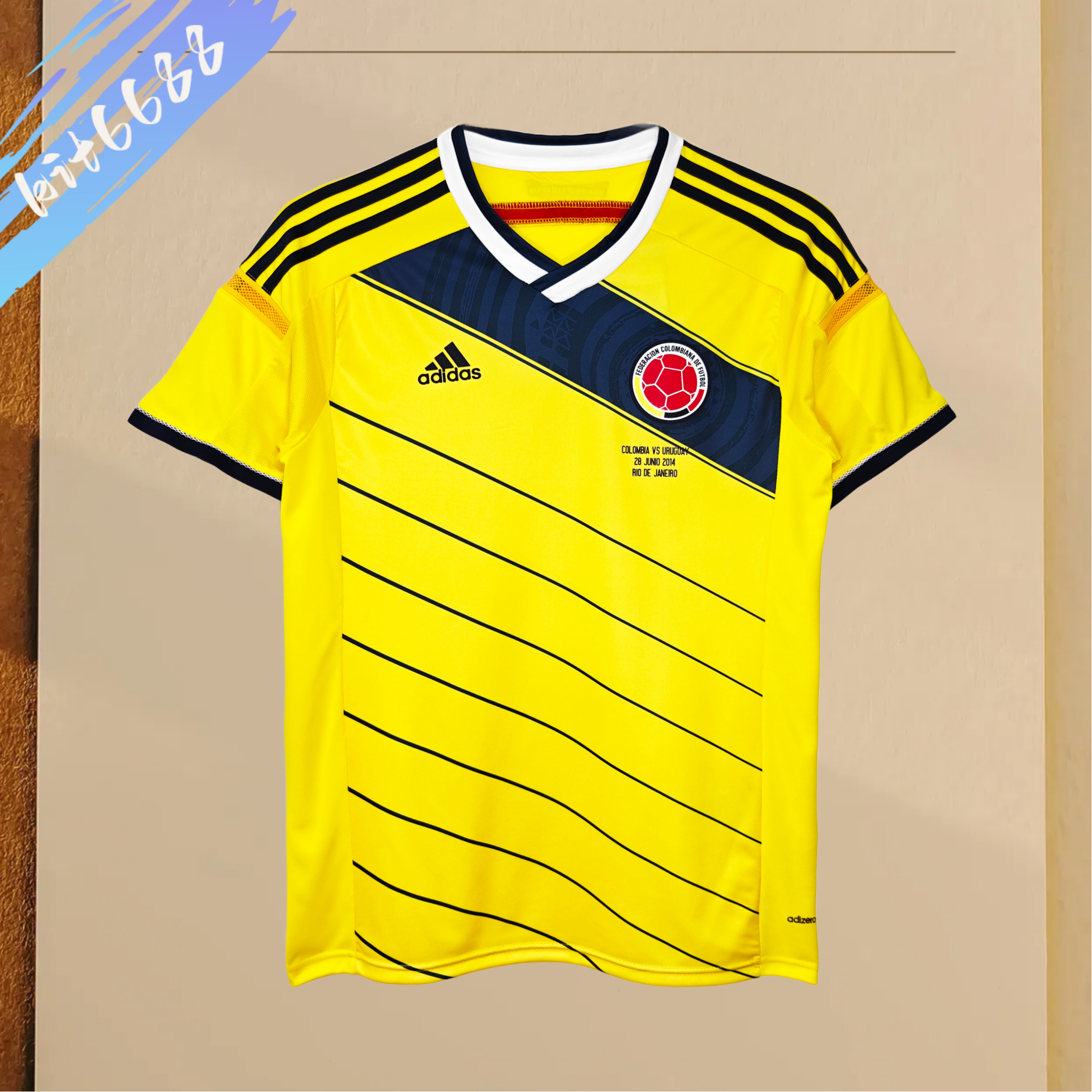 2014 Colombia home Retro Football Shirt