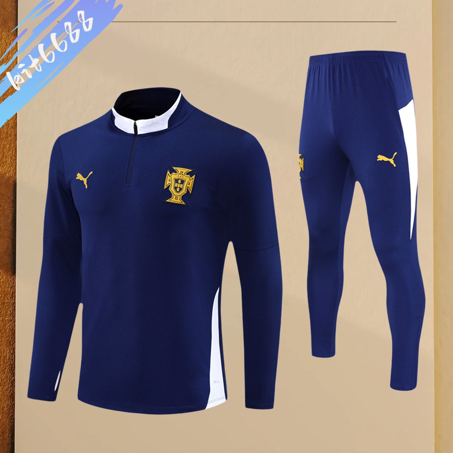 2025/2026 Portugal Kids Half Zip Training Clothes (Kids Kit)