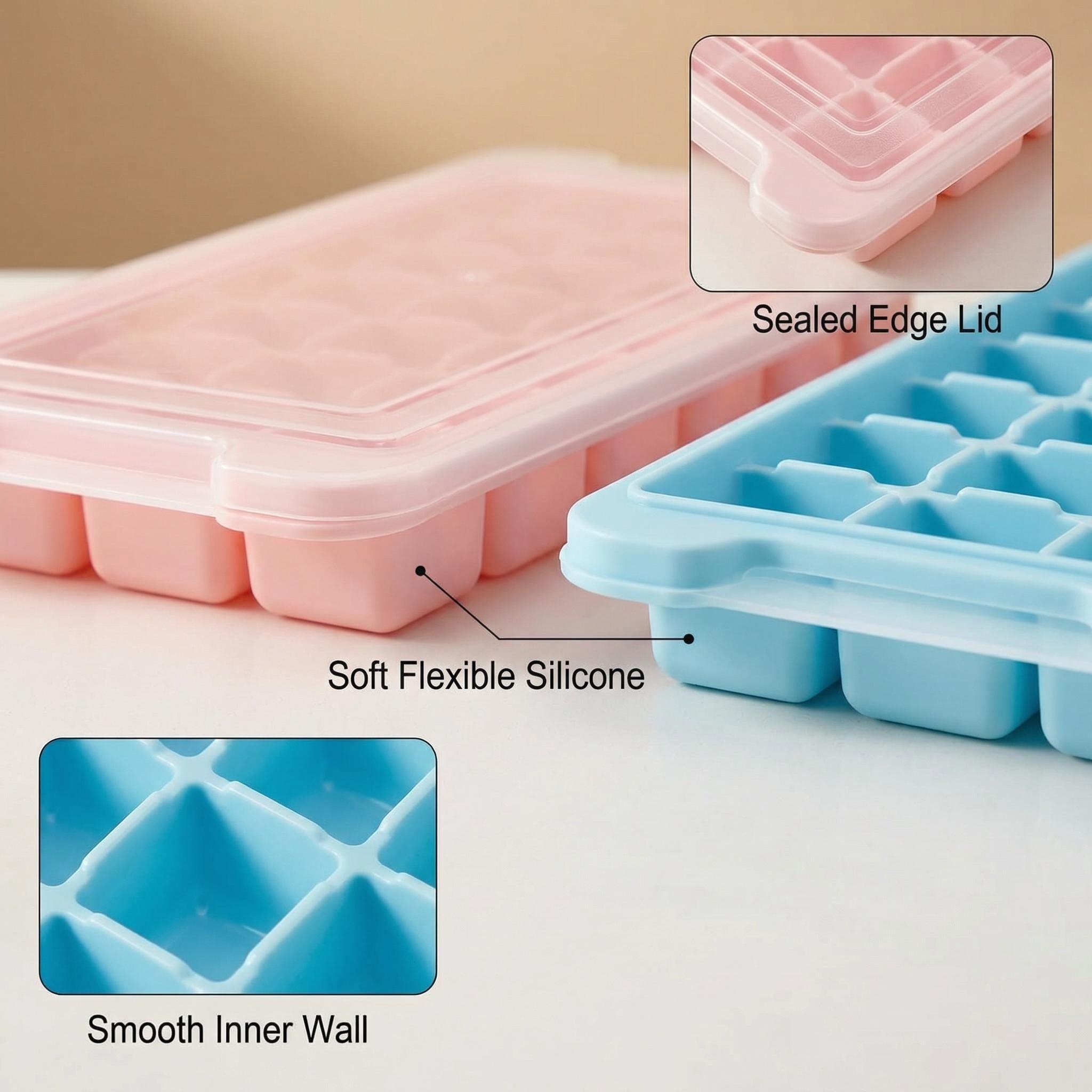 Food Grade Silicone Ice Cube Tray with Lid, LFGB Certified, Easy Release Ice Mold for Whiskey, Cocktails & Home Brewing