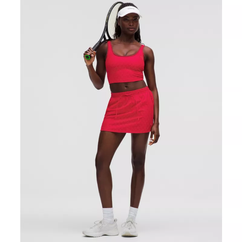 Textured Mesh High-Rise Tennis Skirt