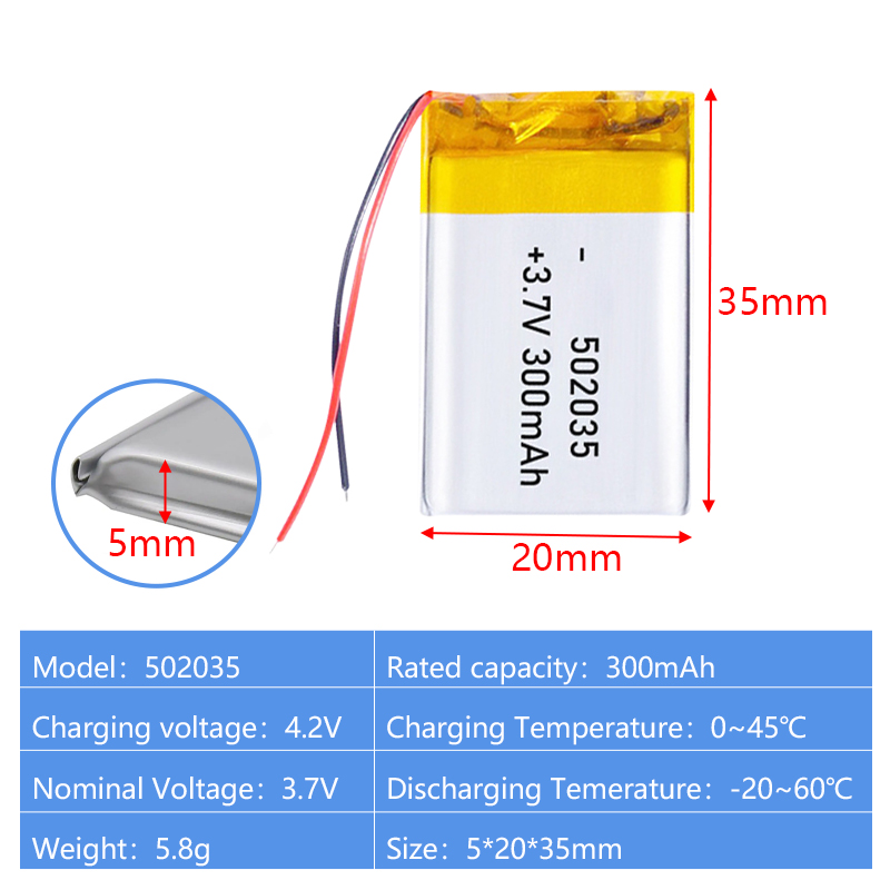Pouch Lithium Ion Batteries 502020 502025 3.7v 180mAh 200mAh
