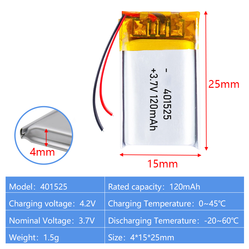 Pouch Lithium Ion Batteries 302030 3.7v120mAh