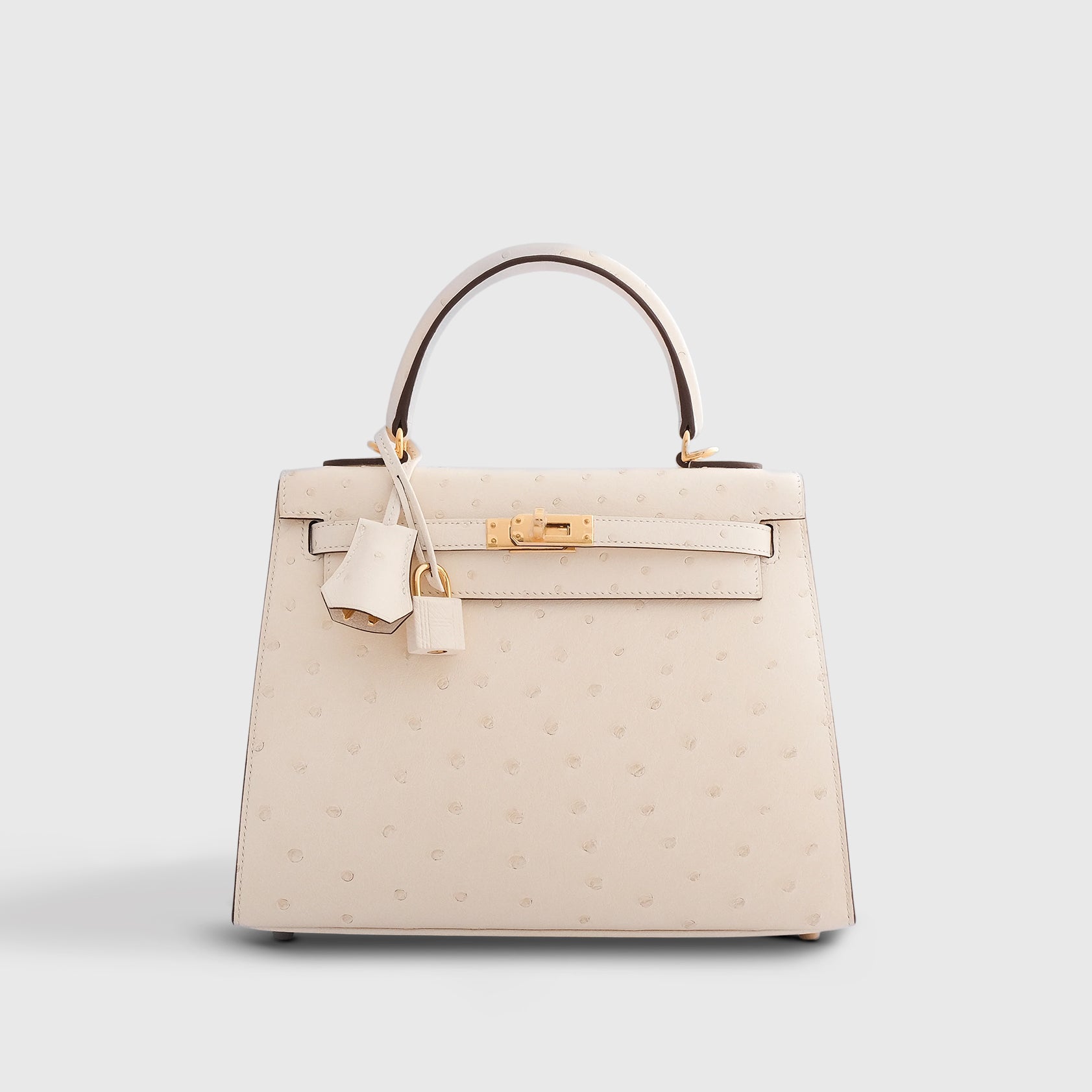 Hermès Kelly 25 Ostrich Nata Gold Hardware