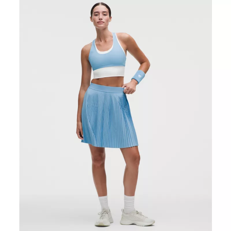 Pleated High-Rise Knee-Length Tennis Skirt