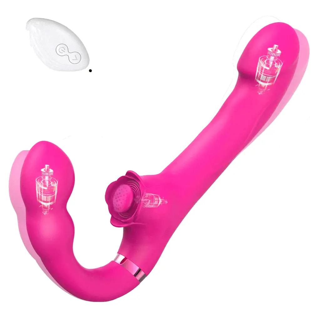 Mlovexy - 3-in-1 Rose Clit Stimulator Dual Motor Shock Panty Vibrator