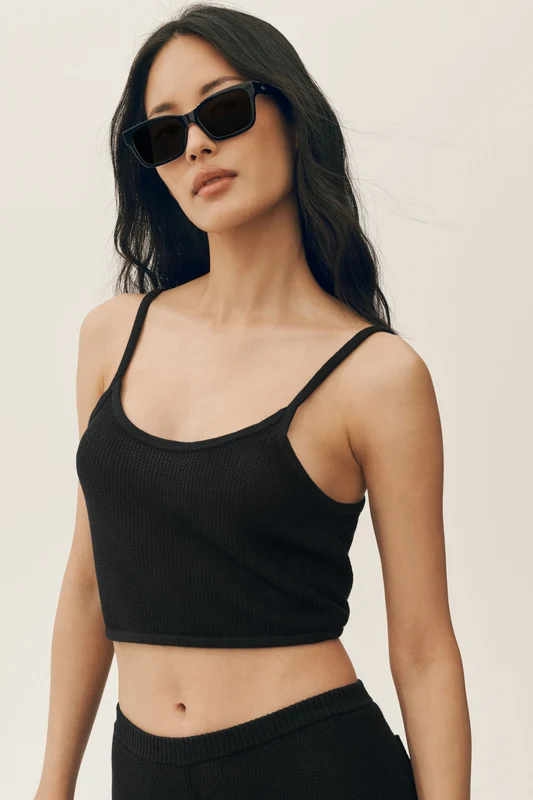 Silk Cashmere Cropped Heat Wave Tank