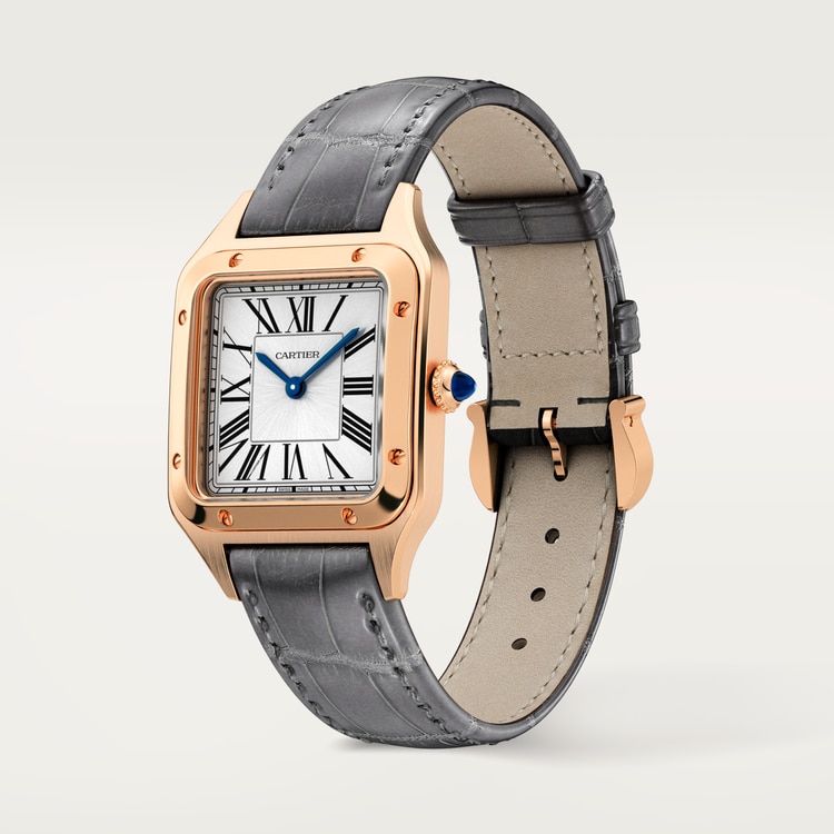Santos-Dumont watch Small model Satin-brushed silver dial 38 mm x 27.5 mm