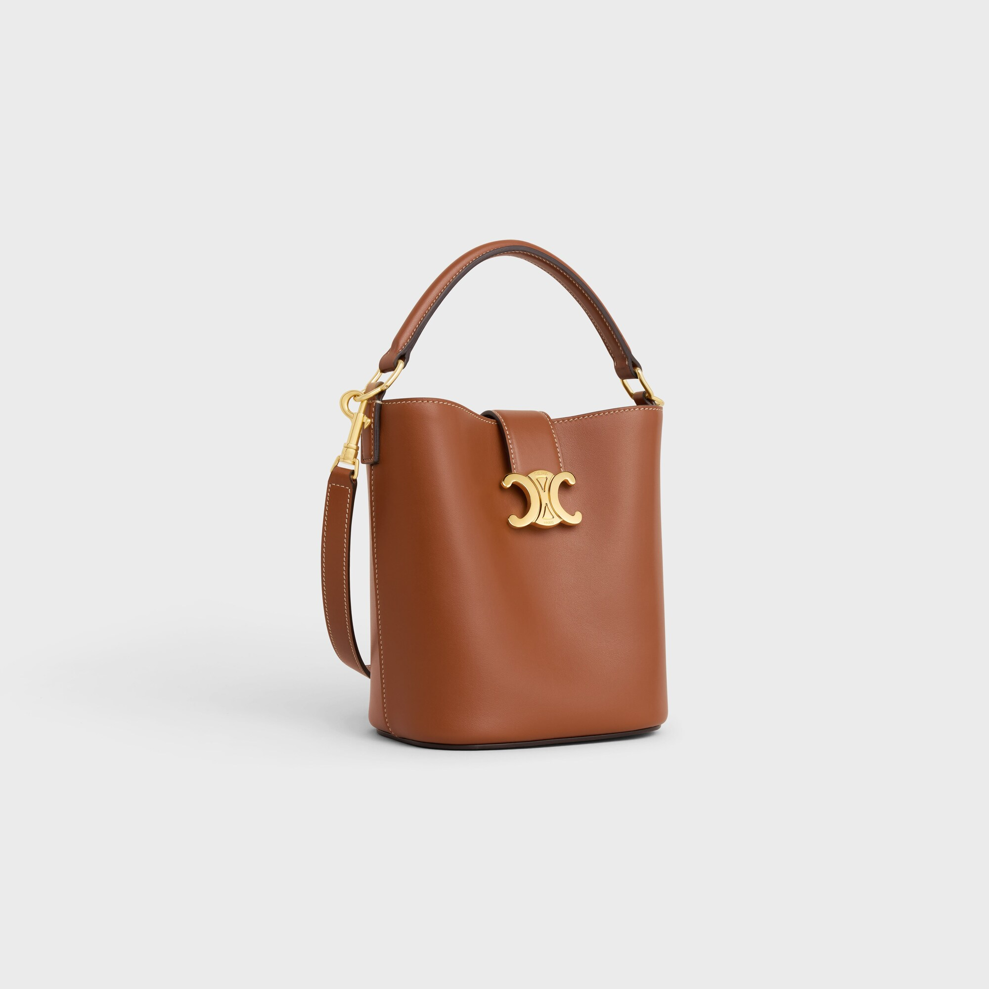 SMALL BUCKET LOUISE IN SMOOTH CALFSKIN TAN