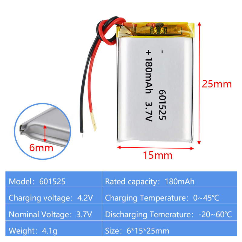 Pouch Lithium Ion Batteries 601220 601225 3.7v 110mAh 150mAh