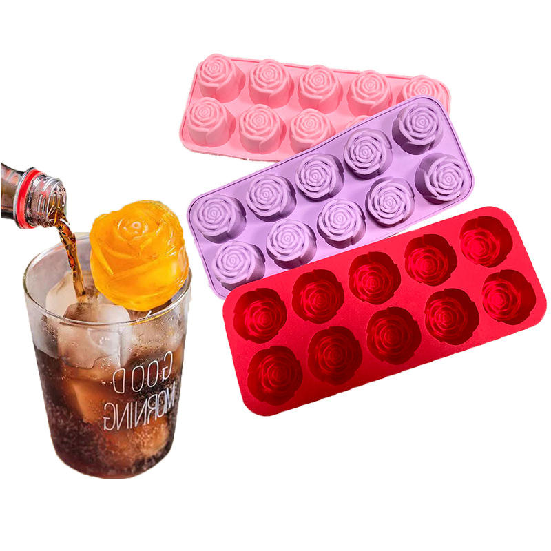 Rose Shaped Silicone Popsicle Mold, 10 Cavity