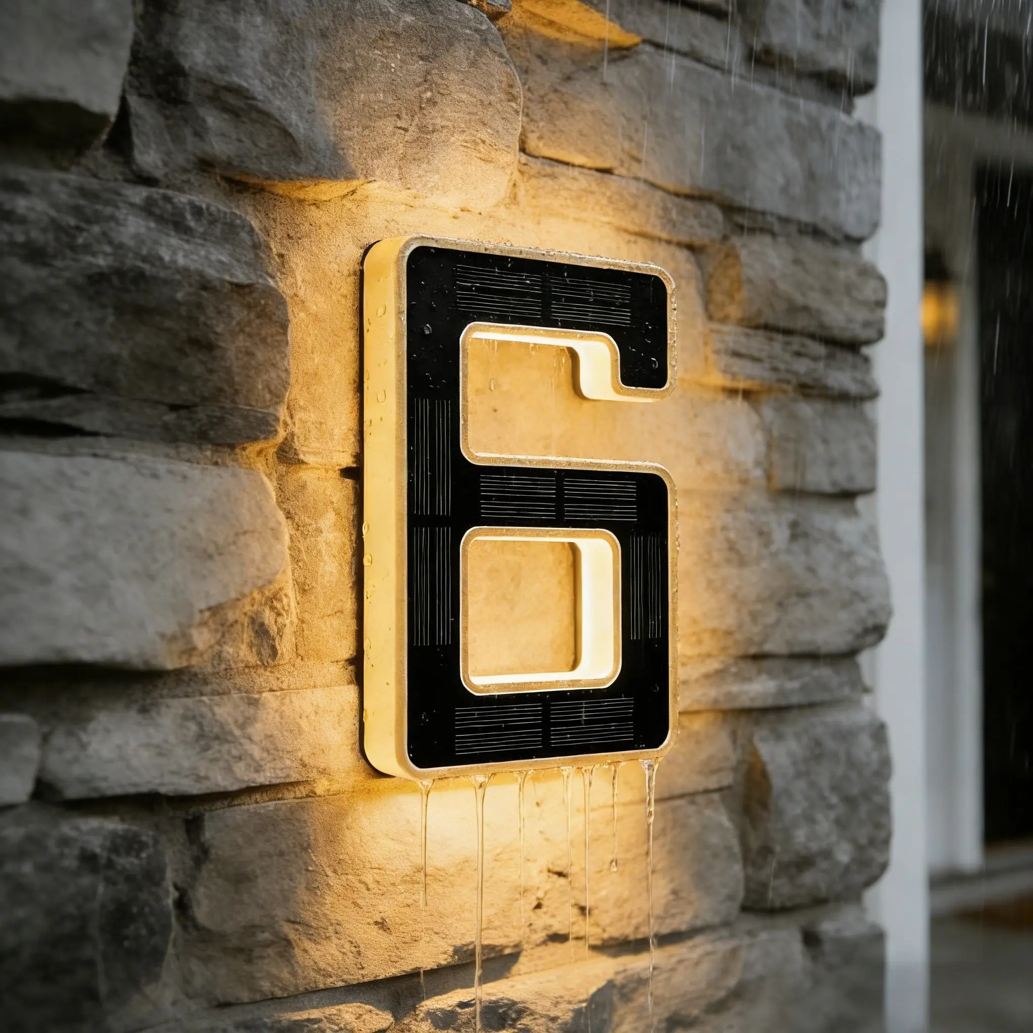 9 Inch Solar Lighted House Numbers for Outside, Light Up Waterproof LED Address Numbers Signs for Houses, Large Personalized Illuminated Exterior Modern House Numbers Light