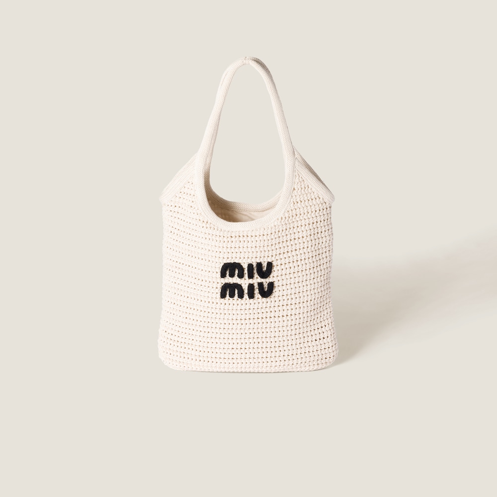IVY raffia-effect woven tote bag Chalk White/Black