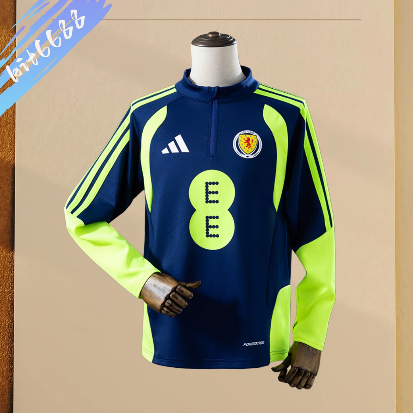 2026 Scotland Training Top Navy Blue & Fluorescent Green