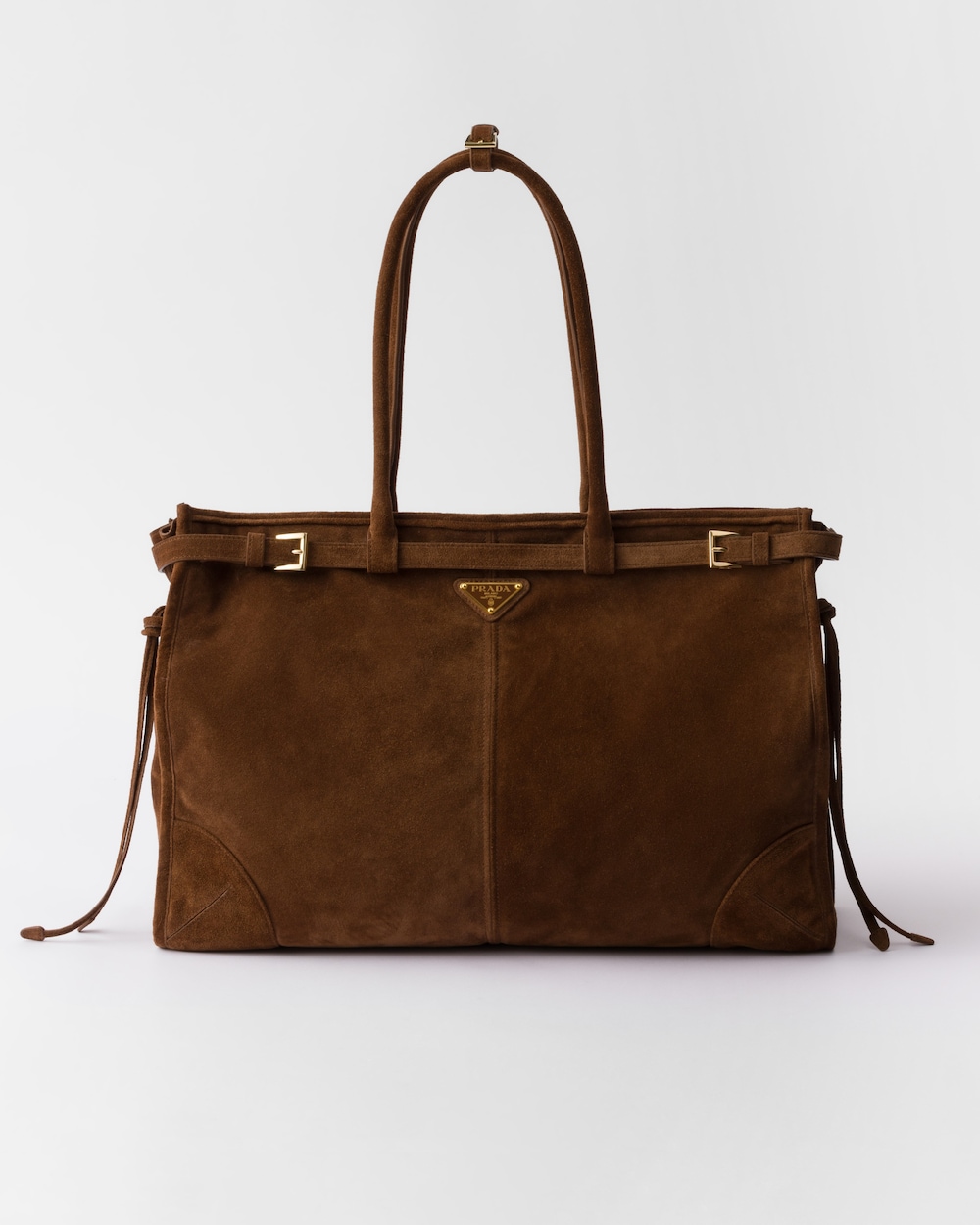 Prada Bonnie extra large suede handbag Cocoa Brown