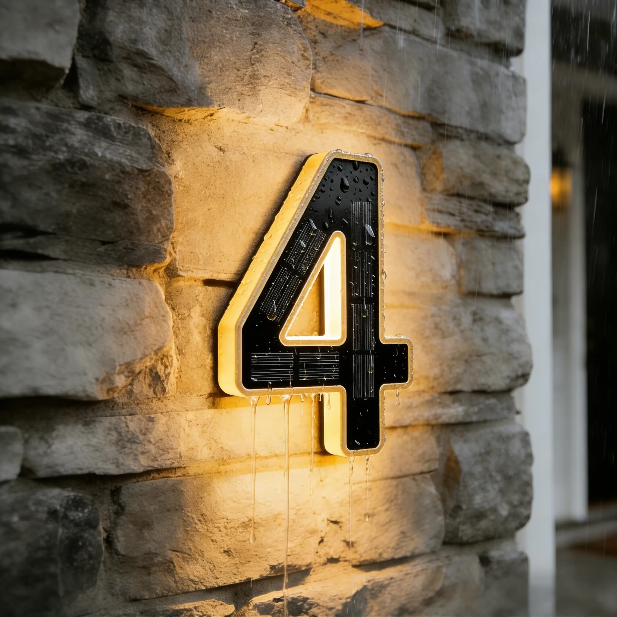 9 Inch Solar Lighted House Numbers for Outside, Light Up Waterproof LED Address Numbers Signs for Houses, Large Personalized Illuminated Exterior Modern House Numbers Light