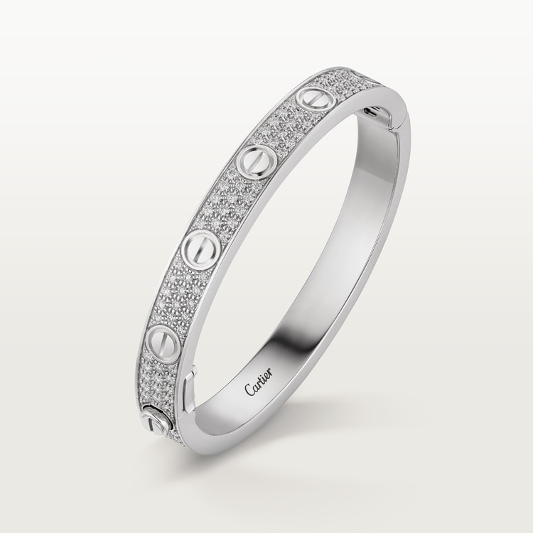 LOVE bracelet, classic model, paved 18K white gold 6.7 mm